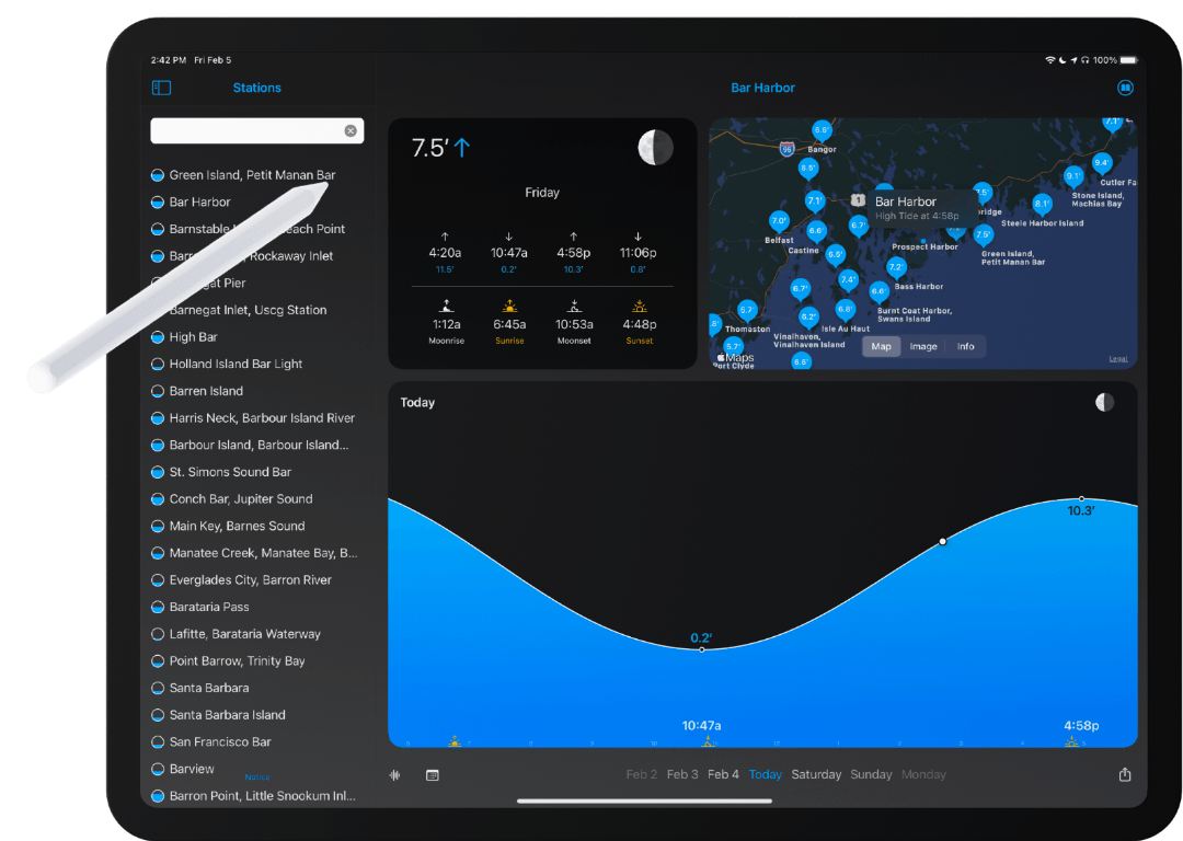 Unique forecasts and visualizations optimized for iPad. Ocean Watch App